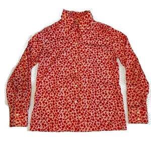 Vintage Graff Californiawear Red and White Geometric Polka Dot Button-Up Long Sl